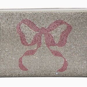 Elegant Bow Crystal Clutch in Pink and Silver